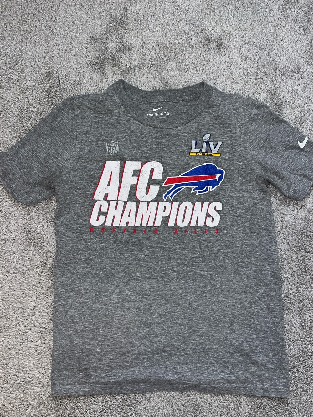 Vintage Buffalo Bills Nike AFC Champions kids youth Football T Shirt M Gray
